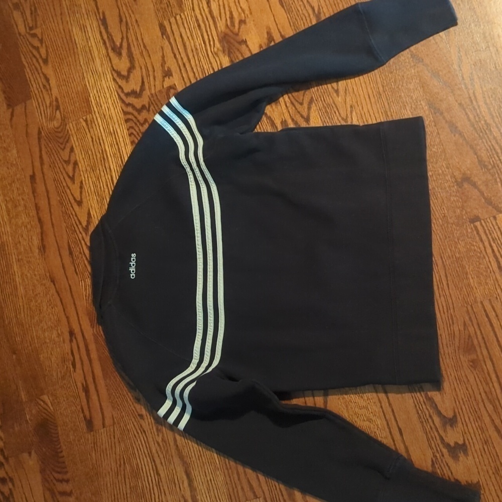 Adidas cotton blend Preppy zip front white stripes Black Track Jogger Jacket S - Picture 4 of 8